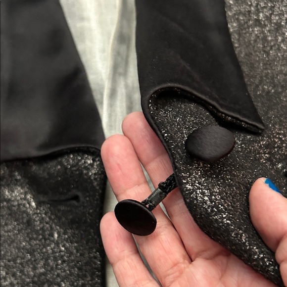 April77 French Lux Shimmering Black Metallic Women's Tuxedo Jacket, Size Small - Picture 8 of 16